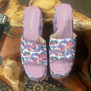 Weeboo floral sandals with thick heel